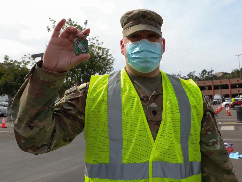 Soldier recognized for administering first vaccine at Cal State LA vaccination site