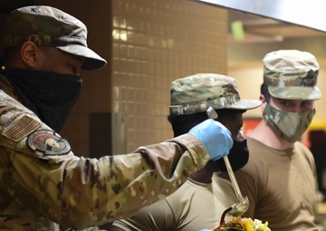 Airmen serve Mongolian barbecue at DFAC