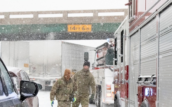Oklahoma National Guard partnered with OHP to assist motorists in winter weather