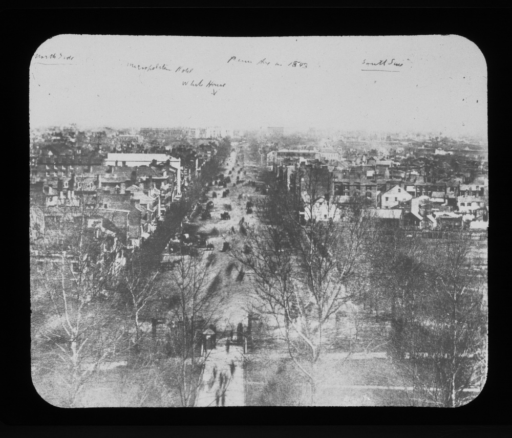 Lantern Slide 8: Pennsylvania Avenue, looking toward the White House, in 1843.