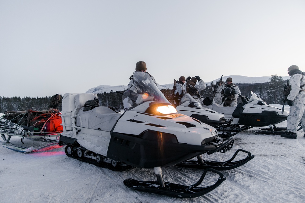 We Ride at Nightfall: MRF-E Marines Conduct Snowmobile Training