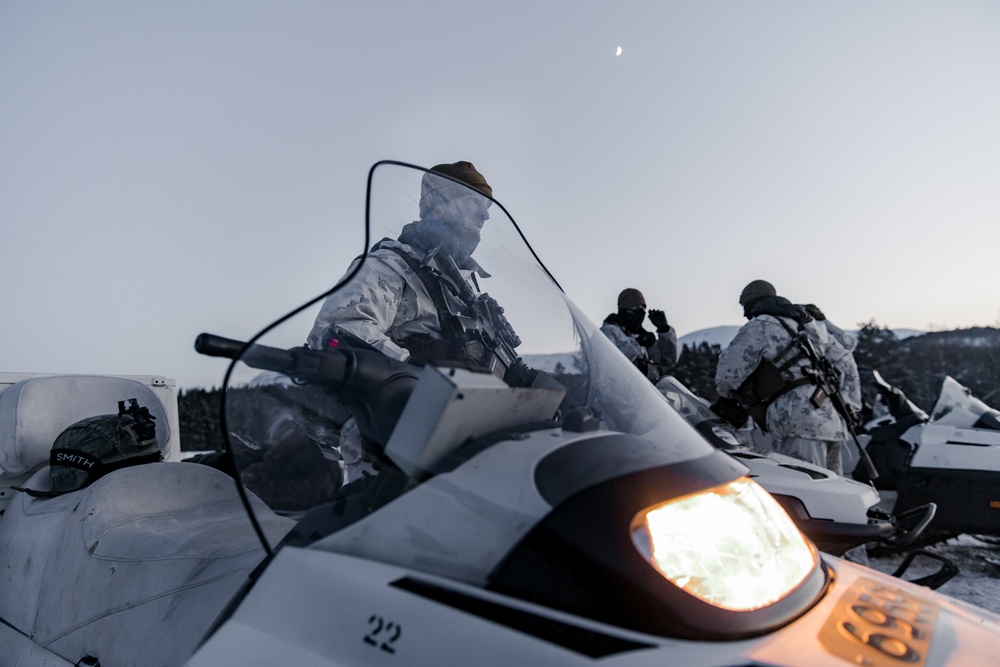 We Ride at Nightfall: MRF-E Marines Conduct Snowmobile Training