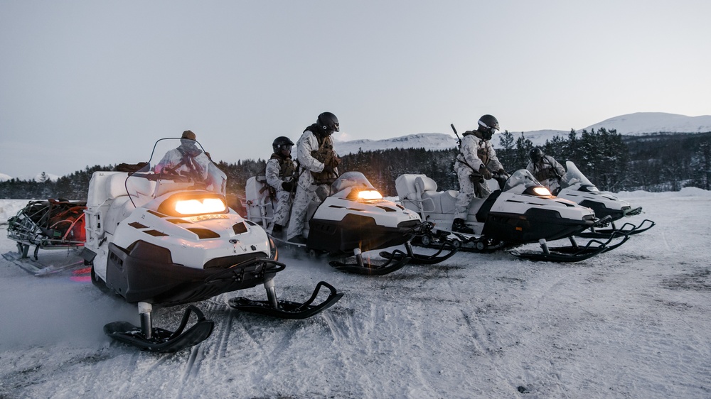 We Ride at Nightfall: MRF-E Marines Conduct Snowmobile Training