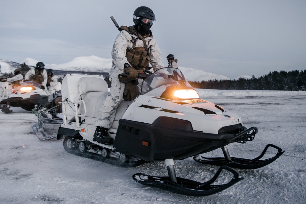 We Ride at Nightfall: MRF-E Marines Conduct Snowmobile Training