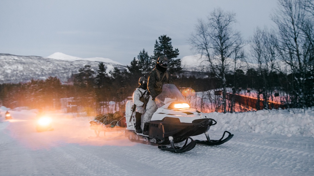 We Ride at Nightfall: MRF-E Marines Conduct Snowmobile Training