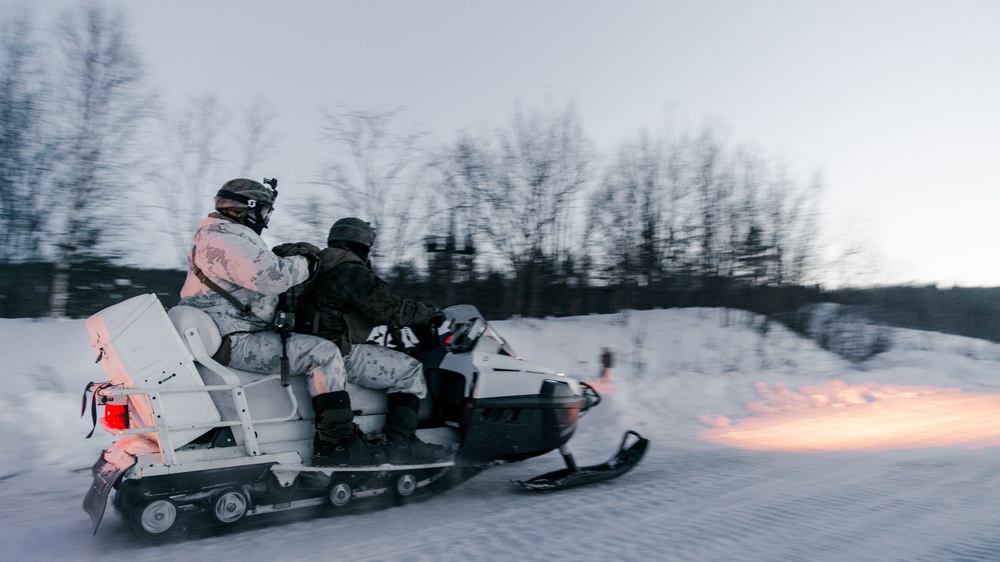 We Ride at Nightfall: MRF-E Marines Conduct Snowmobile Training