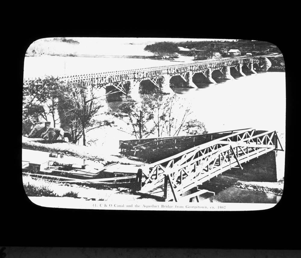 Lantern Slide 16: Aqueduct Bridge and the C &amp; O Canal, 1867.