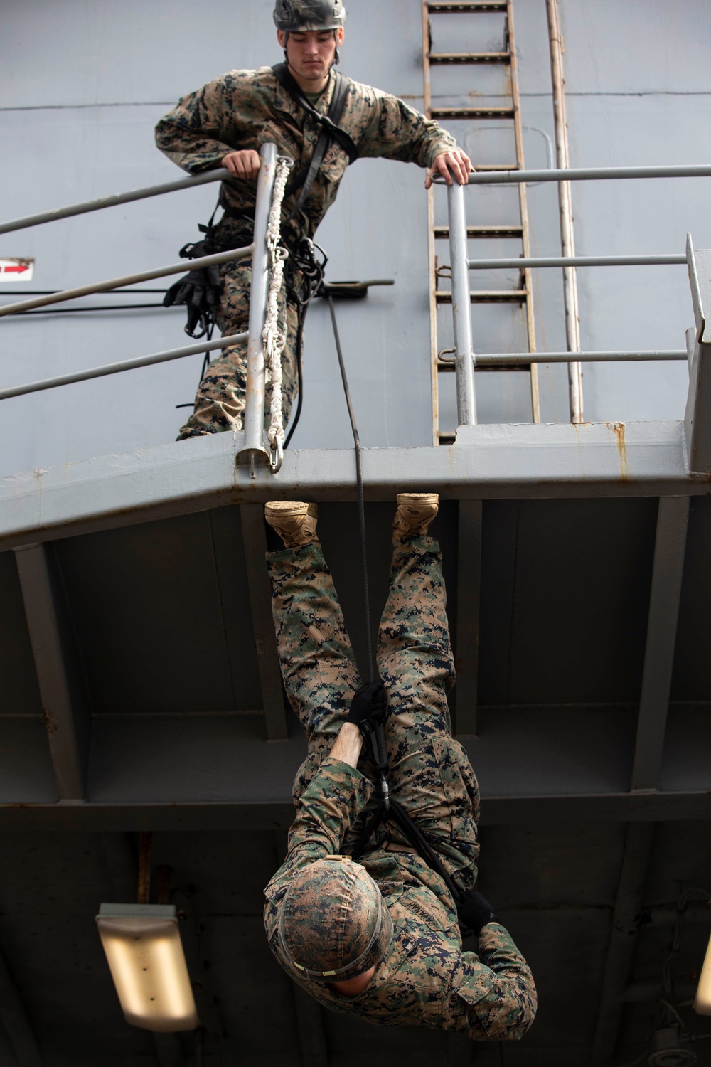 Kilo Company rappels on ship