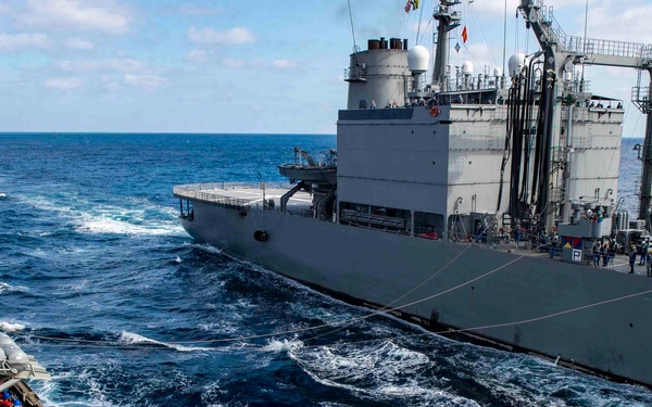 USS Curtis Wilbur Conducts Tr-lateral RAS with Japan and France