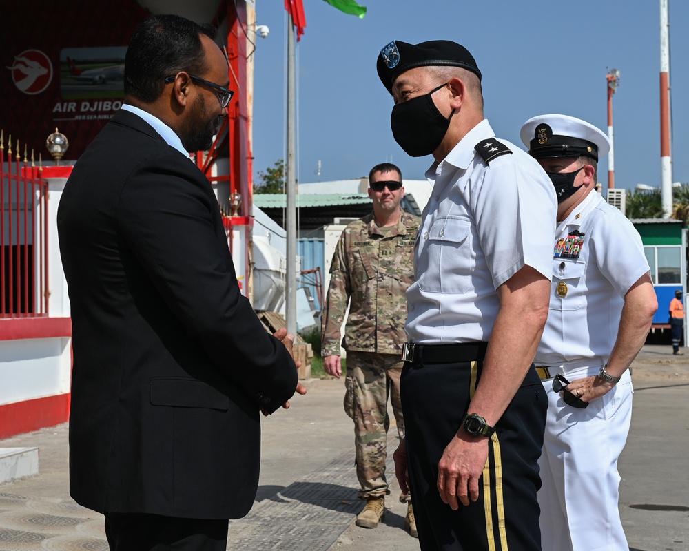 Staff from CJTF- HOA meet Air Djibouti CEO