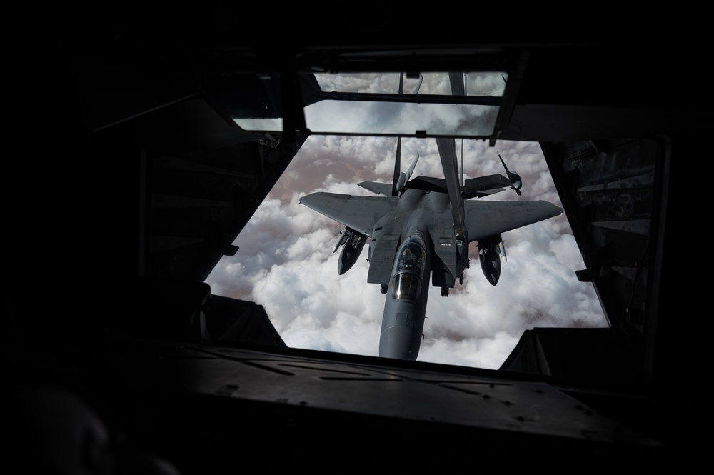 F-15s fly over CENTCOM