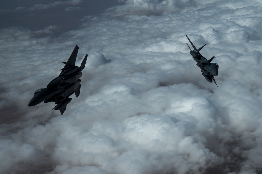 F-15s fly over CENTCOM