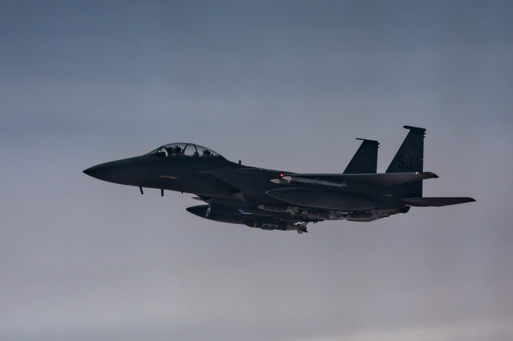 F-15E Strike Eagles watch over troops in CENTCOM