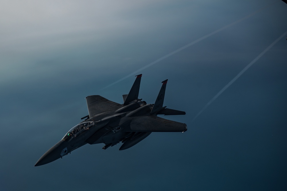 F-15E Strike Eagles watch over troops in CENTCOM