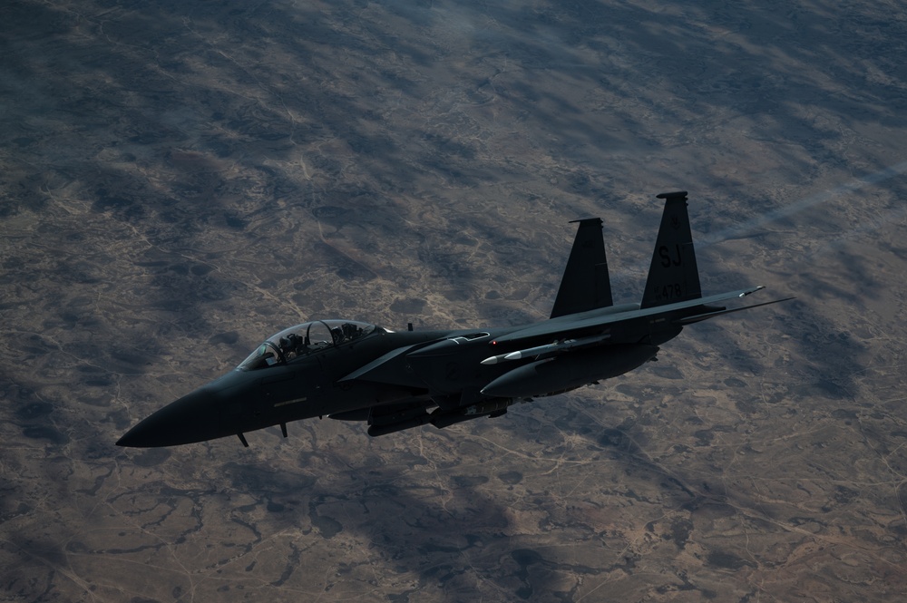 F-15E Strike Eagles watch over troops in CENTCOM