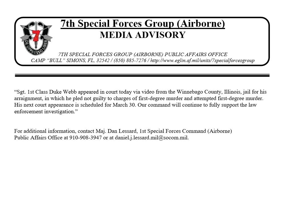 7th Special Forces Group (Airborne) MEDIA ADVISORY