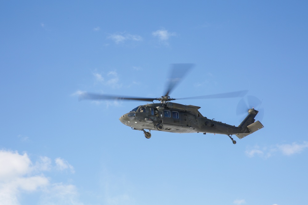 Blackhawk helicopter flying