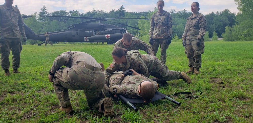 377th Medical Company prepares casualty for evacuation training