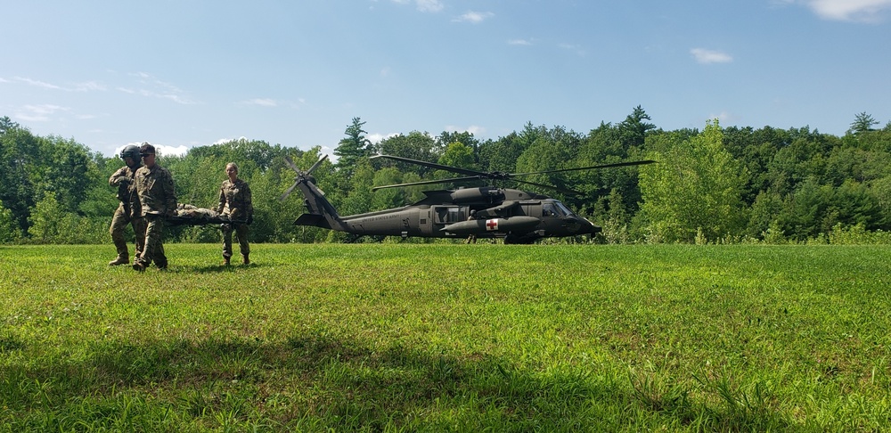 377th Medical Company receives casualty from air medical asset in training exercise.