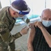 World War II Veteran receives vaccine at Cal State LA