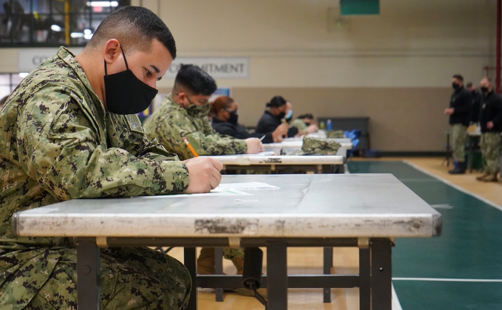 Reservist Sailors take the Navy-wide advancement examination