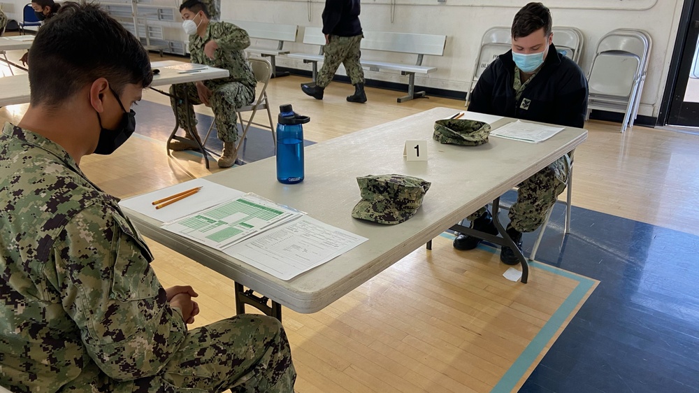 Two Navy Reserve Sailors Take Advancement Exam