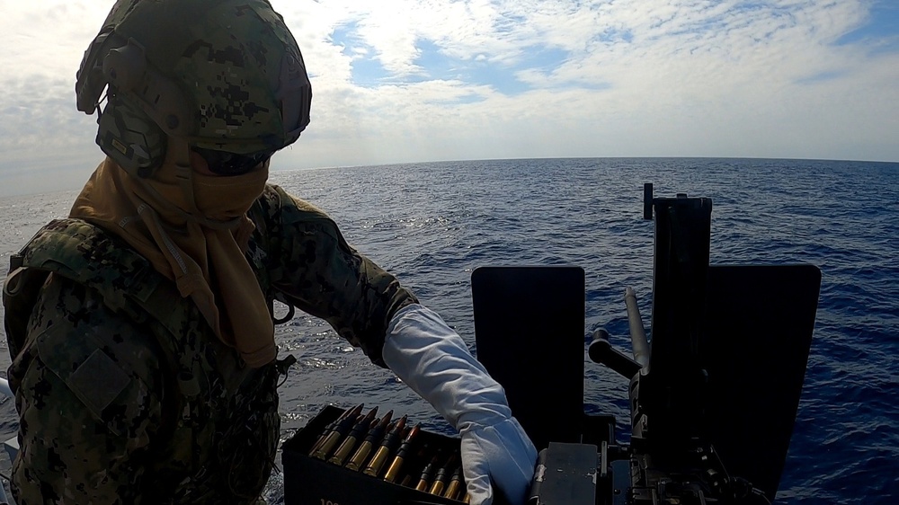 USCGC Charles Moulthrope (PWC 1141) conducts weapons proficiency training