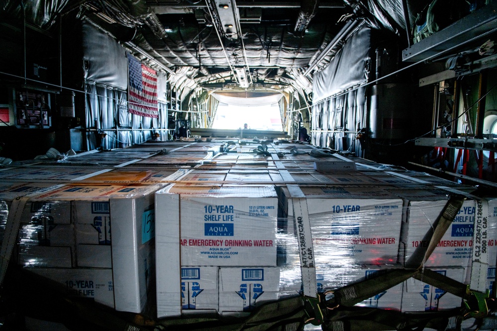 502LRS unloads 80,000 bottles of water after winter storm Uri