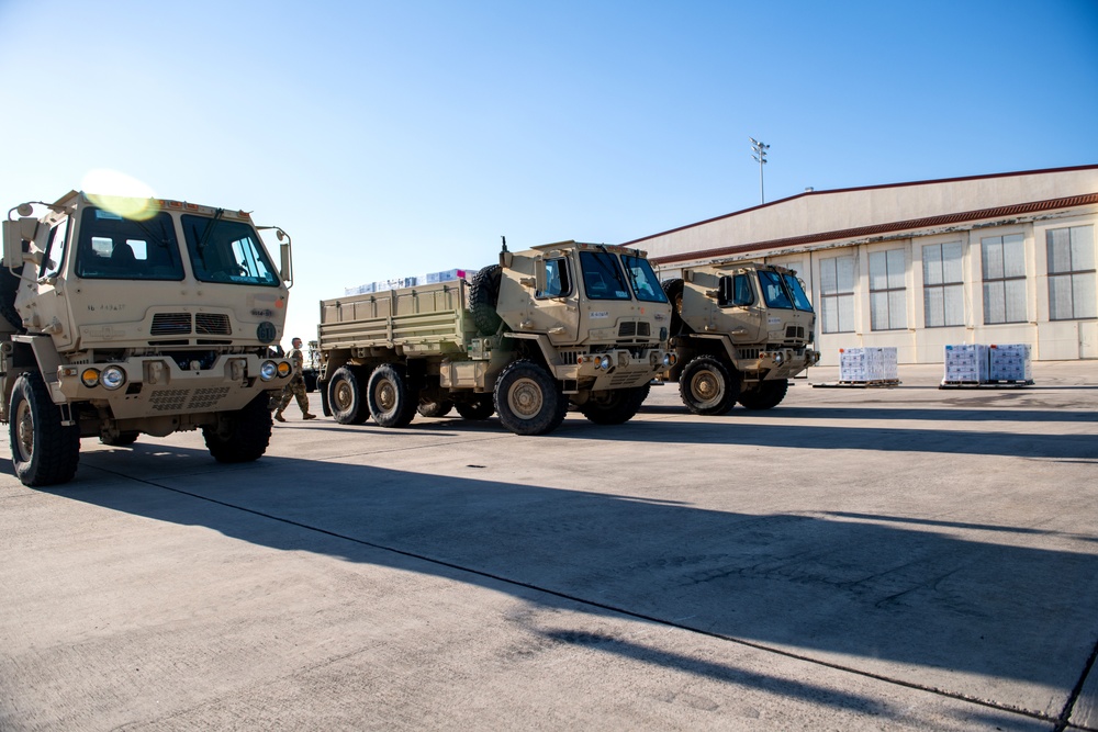 502LRS unloads 80,000 bottles of water after winter storm Uri
