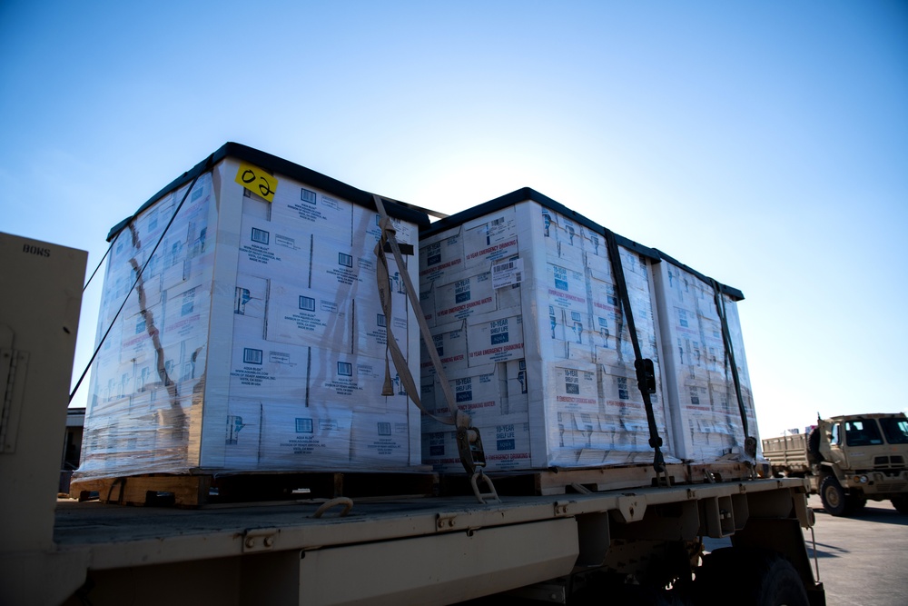 502LRS unloads 80,000 bottles of water after winter storm Uri