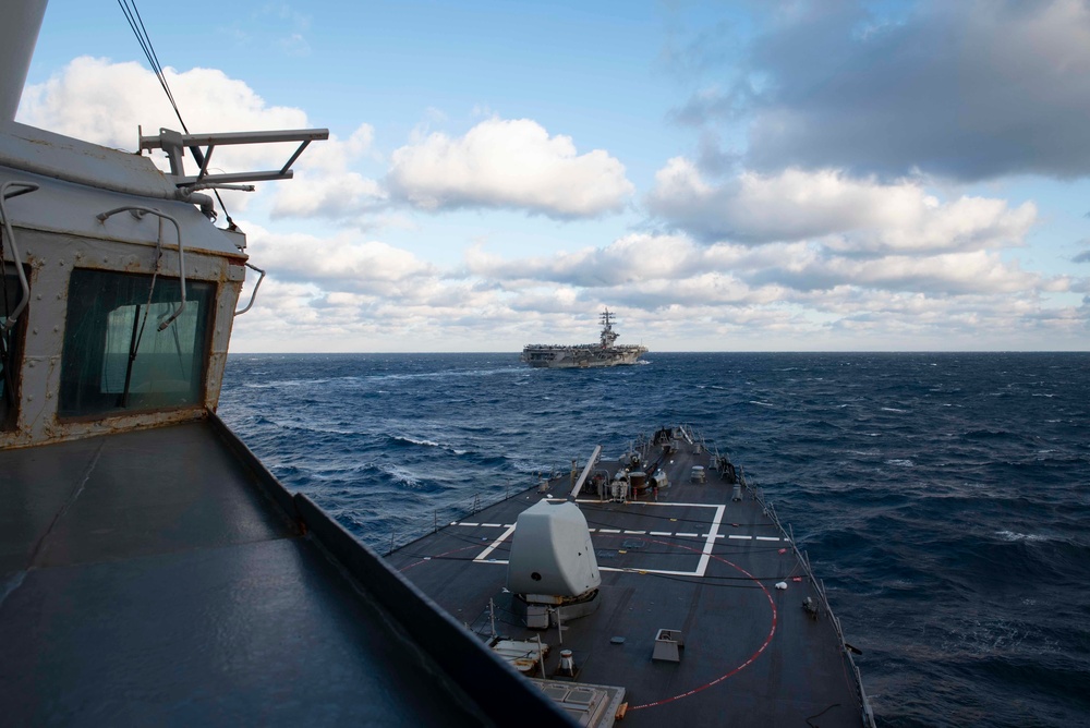 Mitscher Conducts fueling-at-sea with Eisenhower