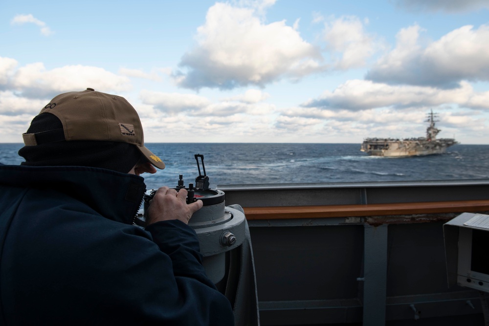 Mitscher Conducts fueling-at-sea with Eisenhower