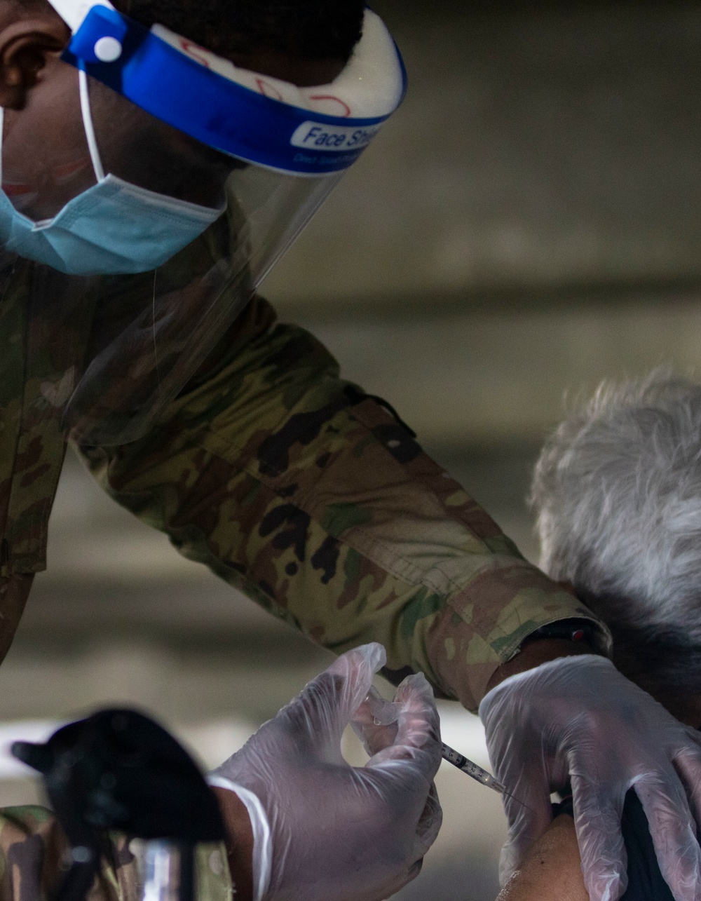 Soldiers and Airmen vaccinate California citizens at California State University Los Angeles