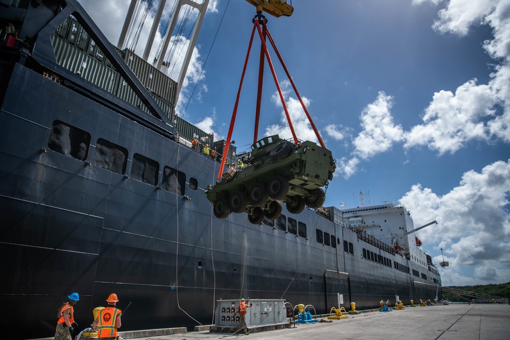 Hagåtña Fury 21: CLR-3 Marines conduct MPF offload at Naval Base Guam