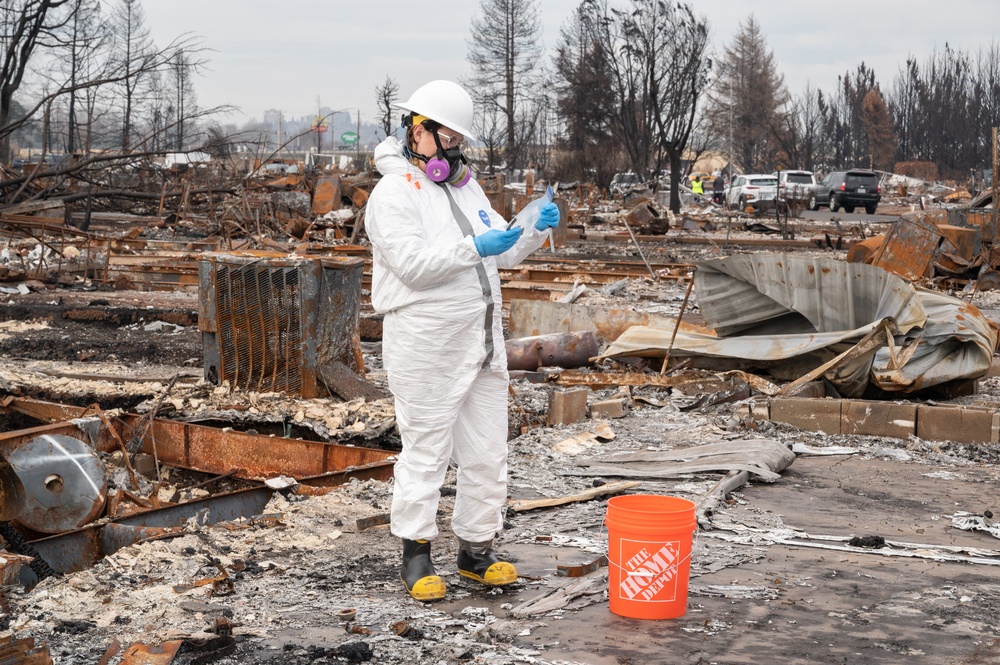 Asbestos testing is conducted after the wildfires in Oregon