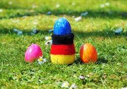 German traditions include Easter fires, egg hunts, lamb-shaped cakes