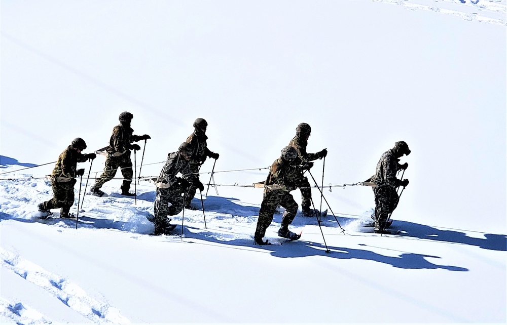 Fort McCoy Cold-Weather Operations Course Class 21-04 students conduct field training in snowshoes