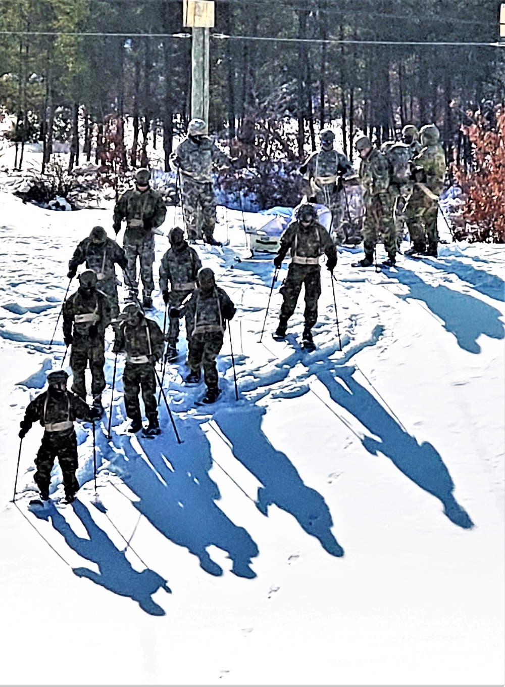 Fort McCoy Cold-Weather Operations Course Class 21-04 students conduct field training in snowshoes