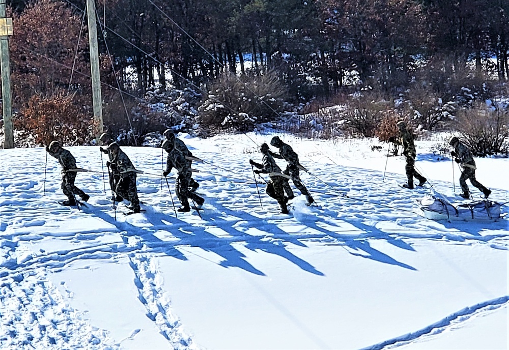 Fort McCoy Cold-Weather Operations Course Class 21-04 students conduct field training in snowshoes