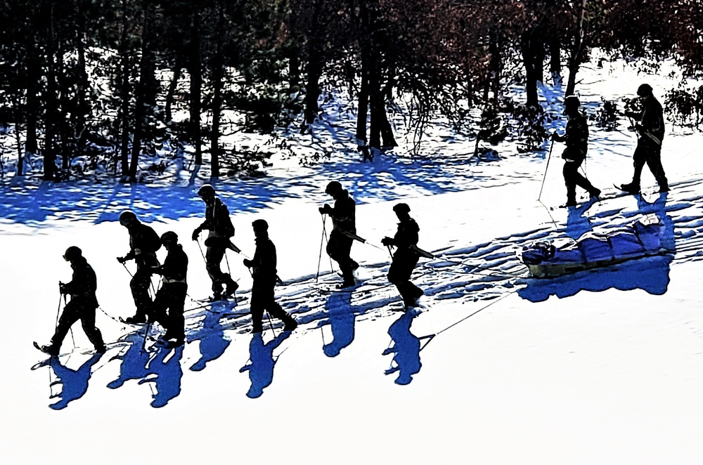 Fort McCoy Cold-Weather Operations Course Class 21-04 students conduct field training in snowshoes