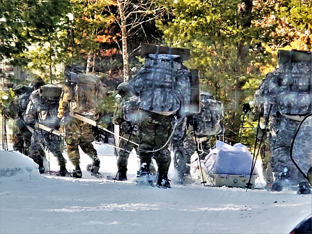 Fort McCoy Cold-Weather Operations Course Class 21-04 students conduct field training in snowshoes