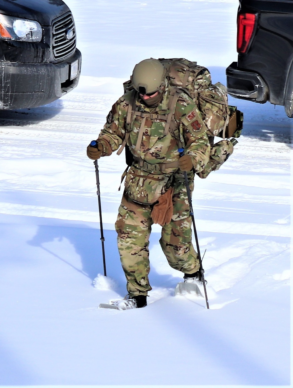 Fort McCoy Cold-Weather Operations Course Class 21-04 students conduct field training in snowshoes
