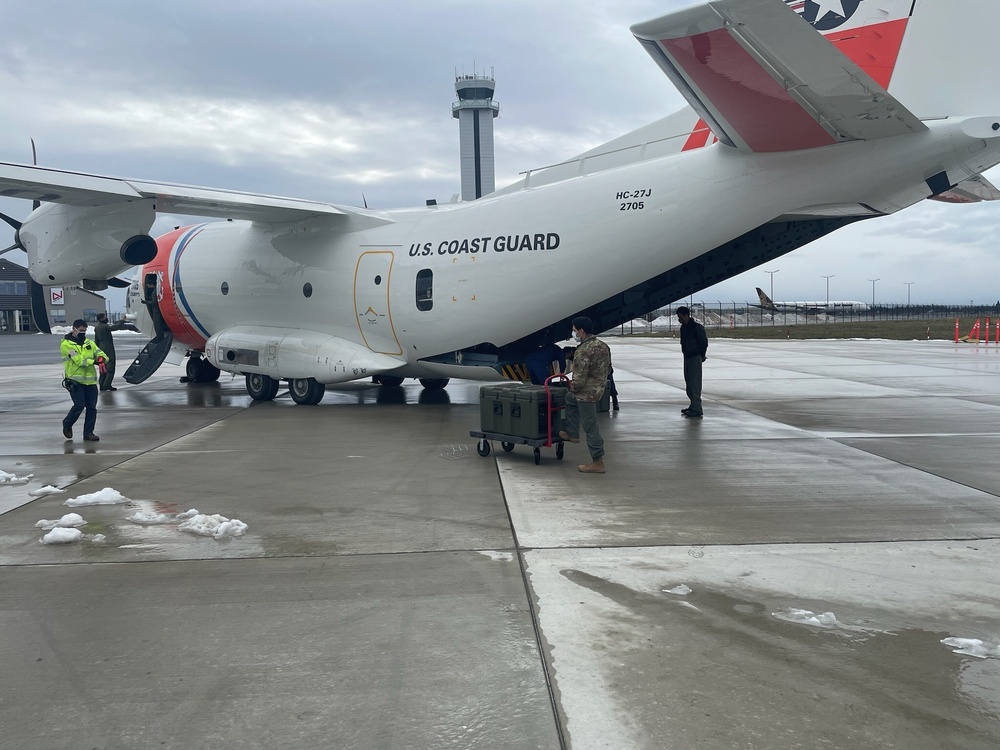 Coast Guard flies COVID-19 vaccine across the West Coast