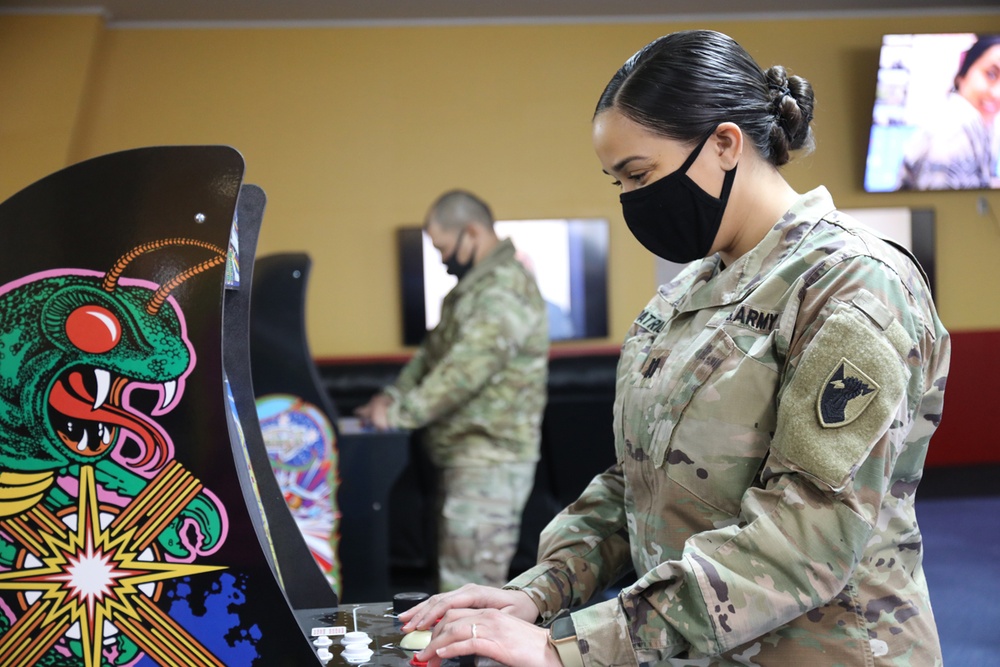 New ‘Gauntlet Room’ recreation center on Sagami Depot features arcade games, lounge area