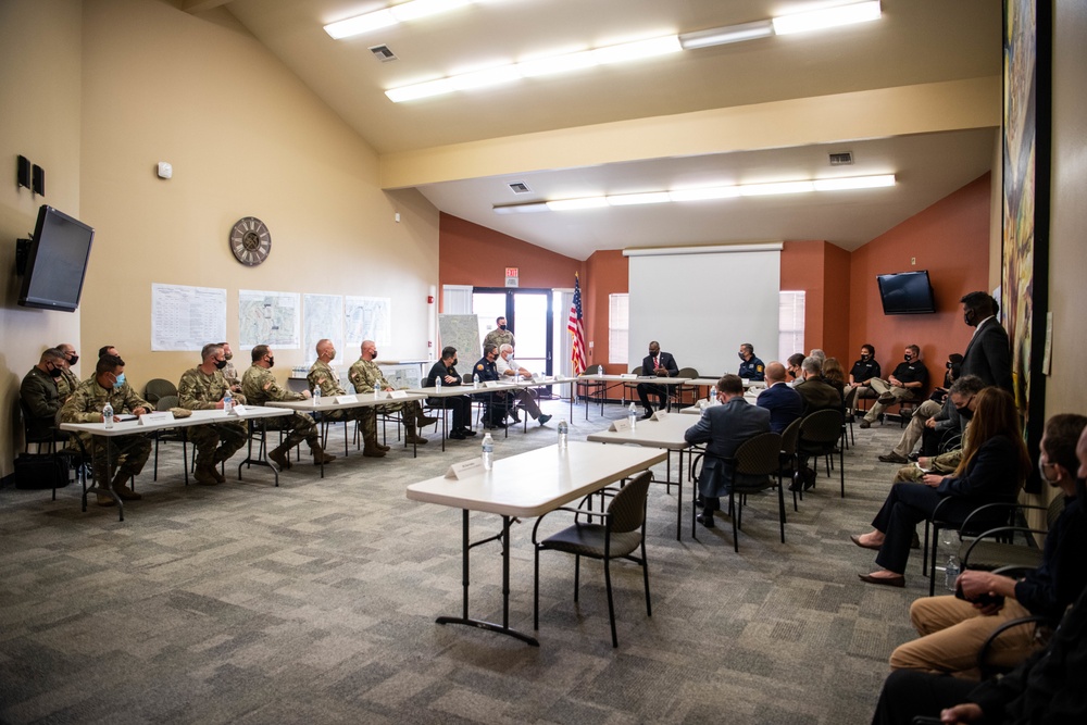 Secretary of Defense Lloyd J. Austin III visits FEMA COVID Vaccination Site