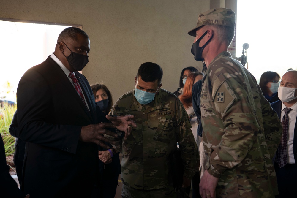 Secretary of Defense Lloyd J. Austin III visits FEMA COVID Vaccination Site