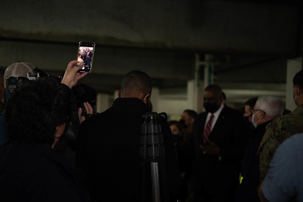 Secretary of Defense Lloyd J. Austin III visits FEMA COVID Vaccination Site