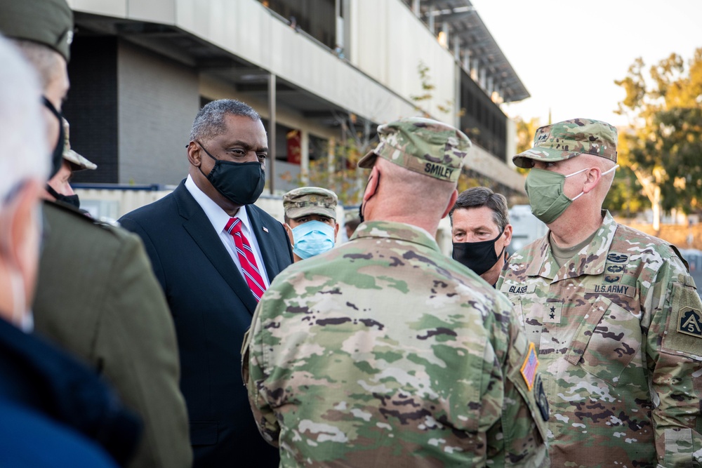 Secretary of Defense Lloyd J. Austin III visits FEMA COVID Vaccination Site