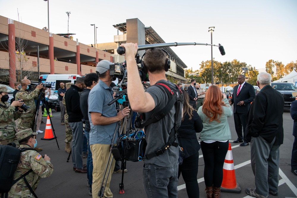 Secretary of Defense Lloyd J. Austin III visits FEMA COVID Vaccination Site