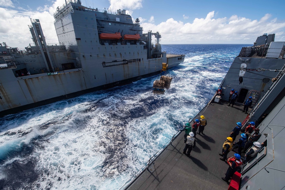 USS New Orleans UNREP With USNS Amelia Earhart